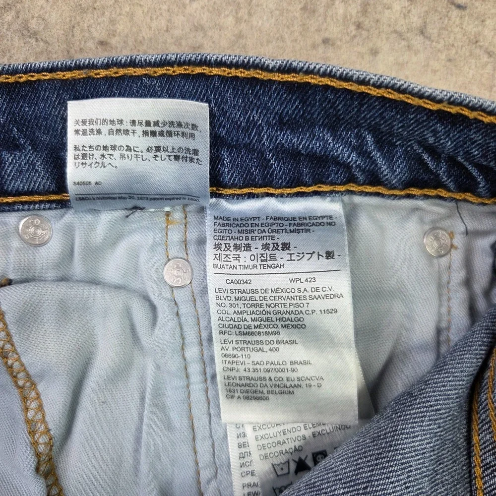 Levi's 502 Tapered Jeans 36x34 Dark Wash Stretch Denim Regular Taper Distressed